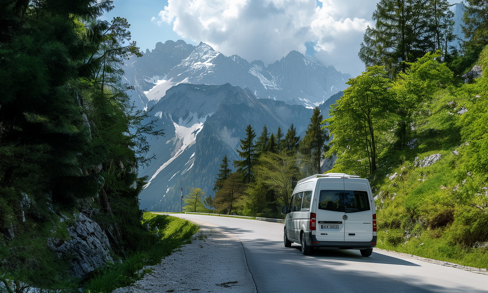 Ein Gästeshuttle auf dem Weg zu einem touristischen Ziel